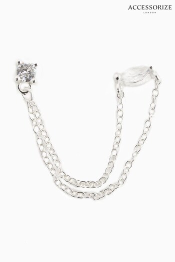Accessorize Sterling Silver Sparkle Chain White Earrings (N65991) | £20