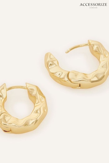 Accessorize 14ct Gold Tone Chubby Molten Hoop Earrings (N65994) | £20