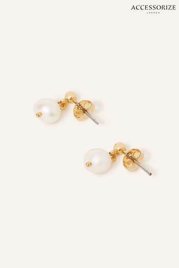 Accessorize 14ct Cream Gold Plated Pearl Drop Earrings (N65995) | £18