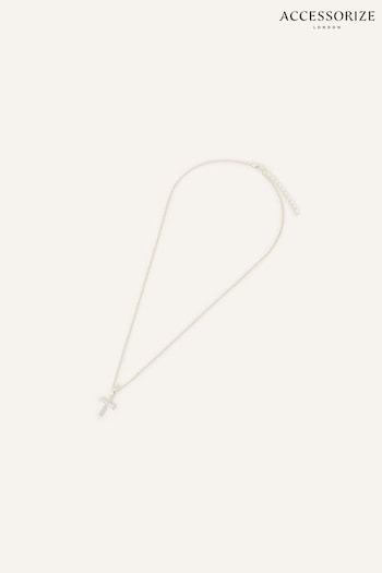 Accessorize Silver Tone Sterling Twist Cross Necklace (N65999) | £16
