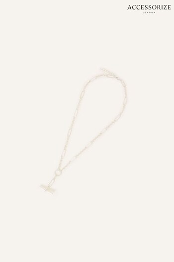 Accessorize Silver Tone Sterling Twist T-Bar Necklace (N66000) | £20