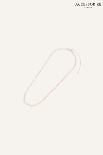 Accessorize Pink Sterling Silver Plated Pearl Chain Necklace (N66008) | £18