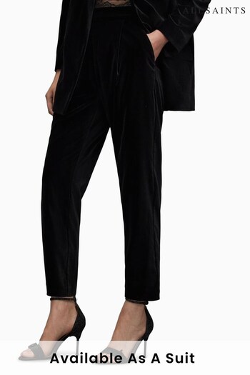 AllSaints Aleida Velvet Black Trousers Floral (N66021) | £159