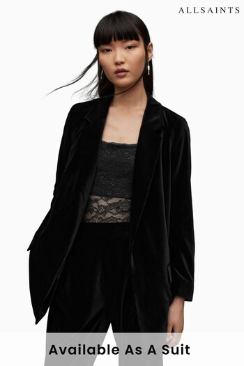 AllSaints Black Aleida Velvet Blazer (N66022) | £269