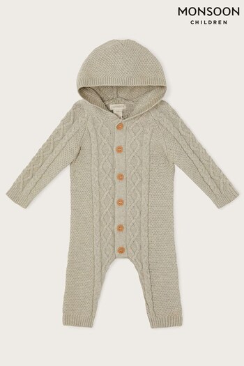 Monsoon Grey Newborn Cable Knit All-In-One (N66121) | £32