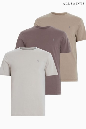 AllSaints Brown Brace Short Sleeve T-Shirts 3 Pack (N66125) | £95