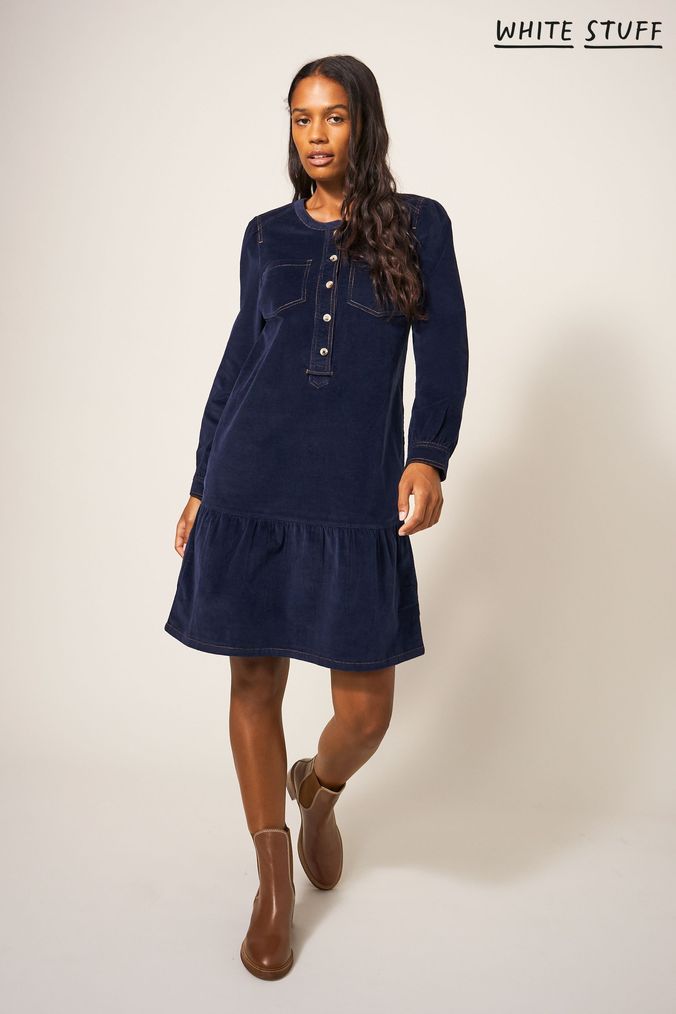 White Stuff Blue Norma Cord Dress (N66148) | £75