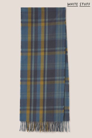 White Stuff Blue Check Woven Recycled Scarf (N66152) | £29