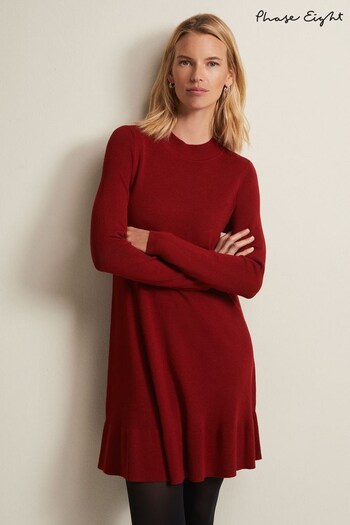 Phase Eight Red Vickie Fine Knit Mini Dress (N66159) | £99
