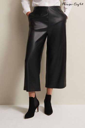 Phase Eight Emeline Faux Leather Black Culottes (N66164) | £85