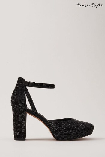 Phase Eight Sparkly Platform Black Heels (N66167) | £139