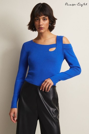 Phase Eight Blue Wren Cut Out Knitted Top (N66170) | £59