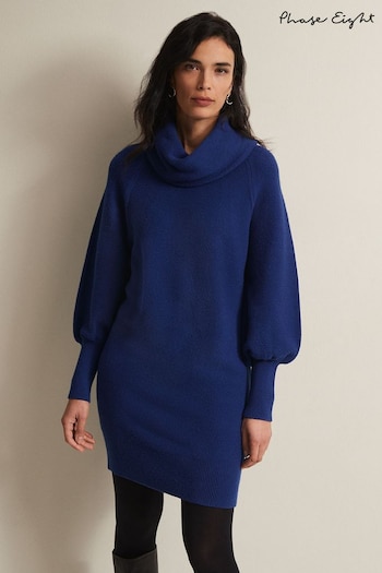 Phase Eight Blue Dahlie Chunky Knit Tunic Mini Dress (N66183) | £99