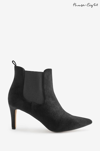 Phase Eight Suede Ankle Black geperforeerde Boots (N66191) | £149