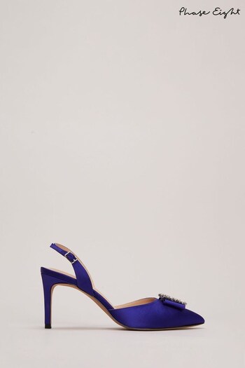 Phase Eight Blue Satin Embellished Slingback Heels (N66192) | £119