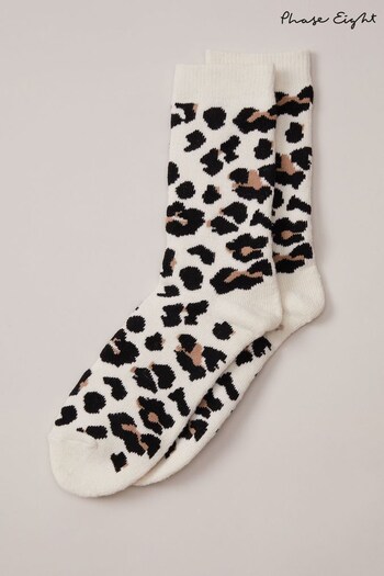 Phase Eight Natural Leopard Print Ankle Socks (N66199) | £15