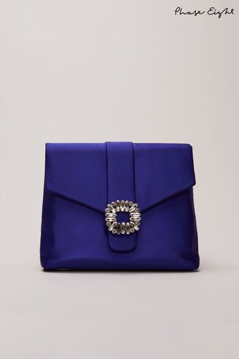 Phase Eight Blue Satin Clutch Bag (N66203) | £75