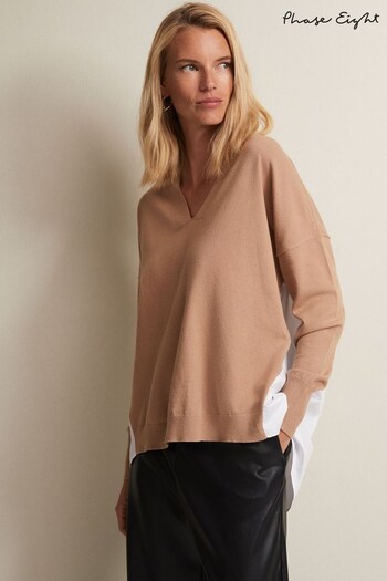 Phase Eight Natural Multi Kienna Fine Knit Shirt Jumper (N66207) | £75