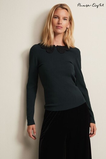 Phase Eight Green Evelyn Fine Knit Top (N66210) | £75