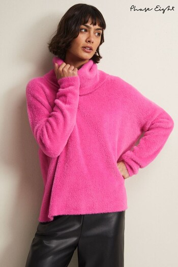 Phase Eight Pink Natalia Roll Neck Knitted Jumper (N66212) | £89