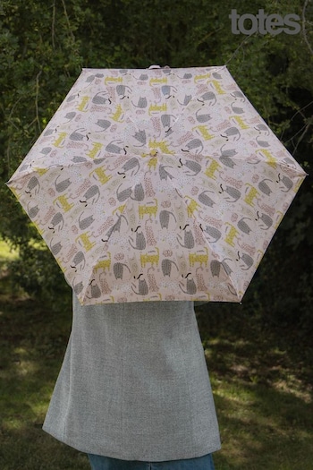 Totes usual Pink Eco Compact Round Dotty Cats Umbrella (N66229) | £22