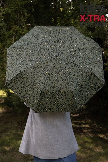Totes snakeskin-effect Green Eco Xtra Strong Auto Open/Close Panther Print Umbrella (N66234) | £30