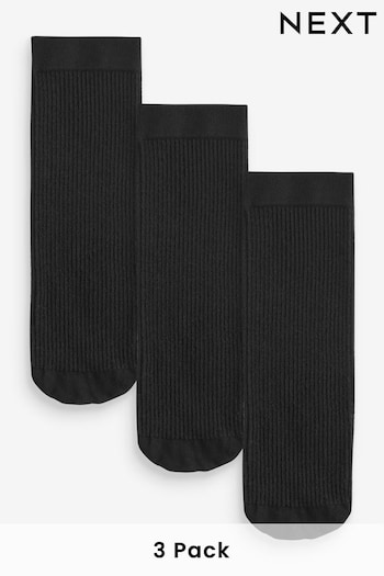 Black Thermal Ankle Socks 3 Pack (N66255) | £12