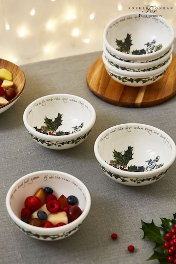 Portmeirion Clear The Holly and the Ivy Set of 6 14cm Small Bowls (N66265) | £120