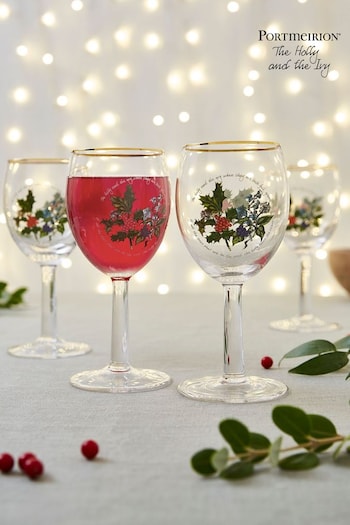 Portmeirion The Holly and the Ivy Set of 4 Wine Glasses (N66269) | £35.50