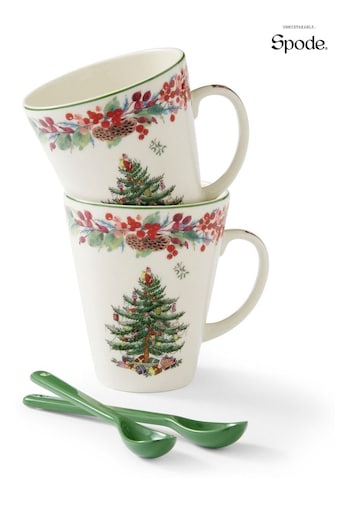 Spode Cream Christmas Tree 2023 Annual Mug & Spoon Set (N66313) | £32