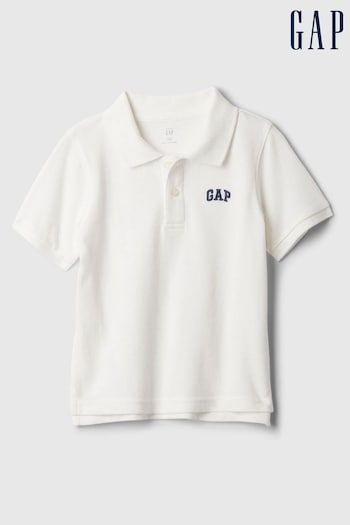 Gap White Logo Pique Short Sleeve Neutrals Polo Shirt (Newborn-5yrs) (N66327) | £10
