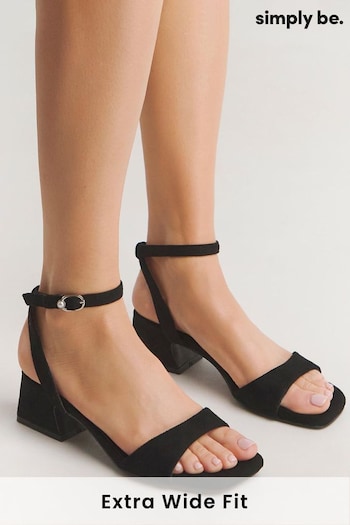Simply Be Barely There on Low Block Black Heels in Extra Wide Fit (N66399) | £29