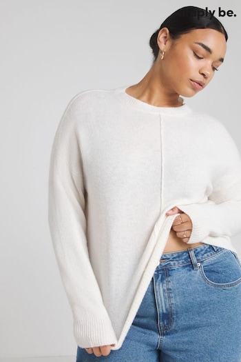 Simply Be Cream Sponge Crew Neck Jumper (N66404) | £25