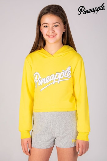 Pineapple Yellow Logo Girls Crop Hoodie (N66413) | £26