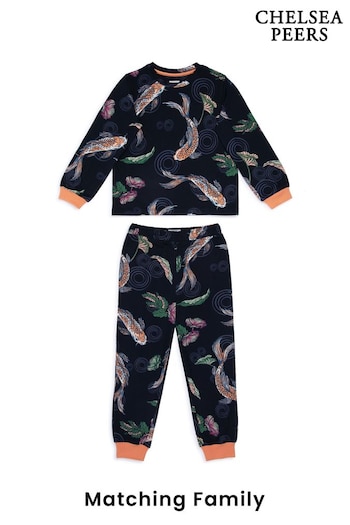 Chelsea Peers Blue Koi Fish Print Long Kids Pyjama Set (N66434) | £28