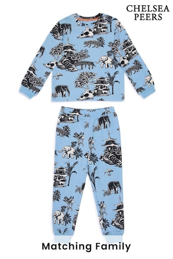 Chelsea Peers Blue Animal Garden Print Long Pyjama Set (N66438) | £28
