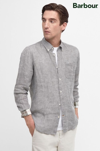 Barbour® Grey Linton Linen Long Sleeve Shirt (N66465) | £85