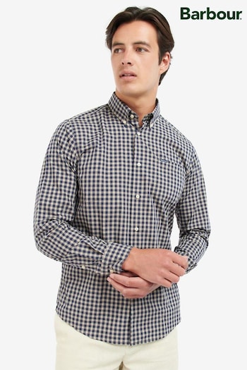 Barbour® Blue/White Merryton Tailored Shirt (N66476) | £65