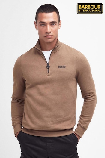 Barbour® International Brown Essential Half Zip Sweater (N66502) | £90