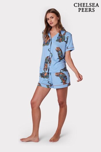 Chelsea Peers Blue Lotus Tiger Print Short Pyjama Set (N66551) | £32