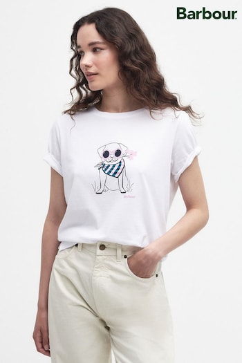 Barbour® White Honeywell Dog Graphic Print T-Shirt (N66599) | £30