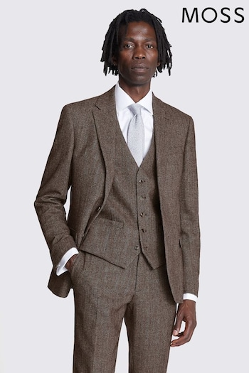 MOSS Slim Fit Brown Tweed Jacket (N66654) | £159