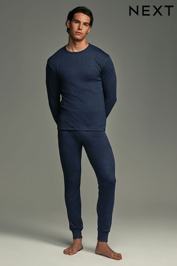 Blue Navy Long Sleeve Thermal Top and Leggings Set (N66671) | £34