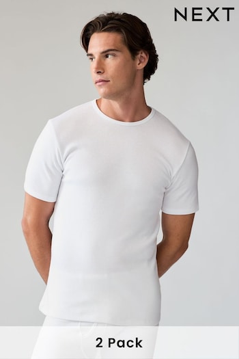 White Short Sleeve Thermal Tops 2 Pack (N66685) | £28