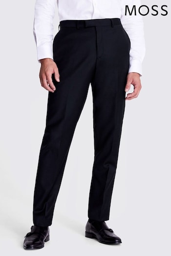 MOSS Regular Fit Black Twill Trousers (N66689) | £130