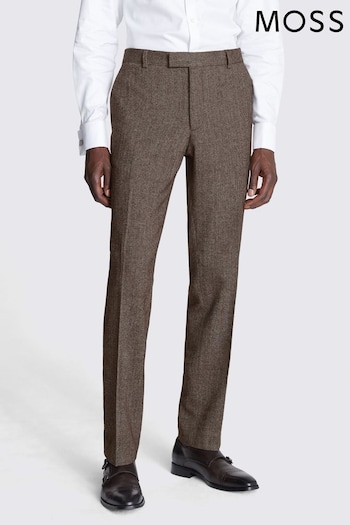 MOSS Slim Fit Brown Tweed Trousers (N66692) | £90