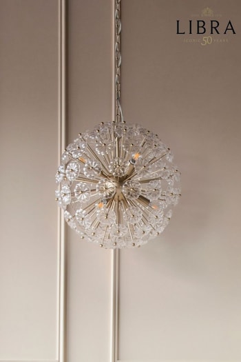 Libra Interiors Champagne Gold Daisy and Glass Pendant Ceiling Light (N66740) | £340