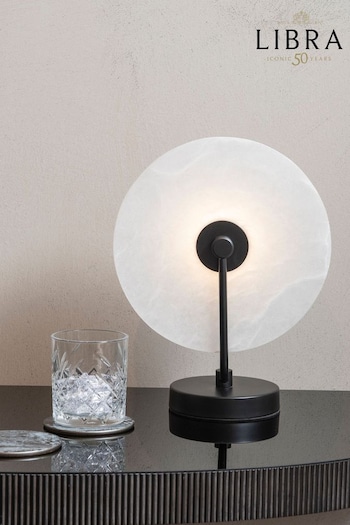 Libra Interiors White/Black Barkway Marble LED Table Lamp (N66786) | £135
