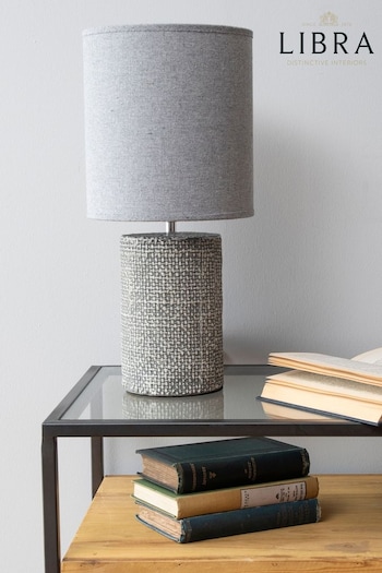 Libra Interiors Grey Small Textured Porcelain Table Lamp (N66788) | £50