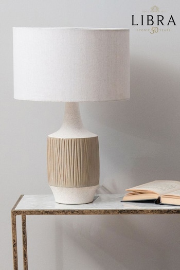 Libra Interiors Brown Porcelain Reeds Lamp with Shade (N66789) | £90